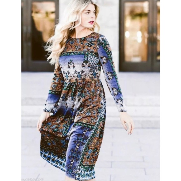 Zara Dresses & Skirts - Zara Patchwork Print Multicolor Midi Dress Sz S